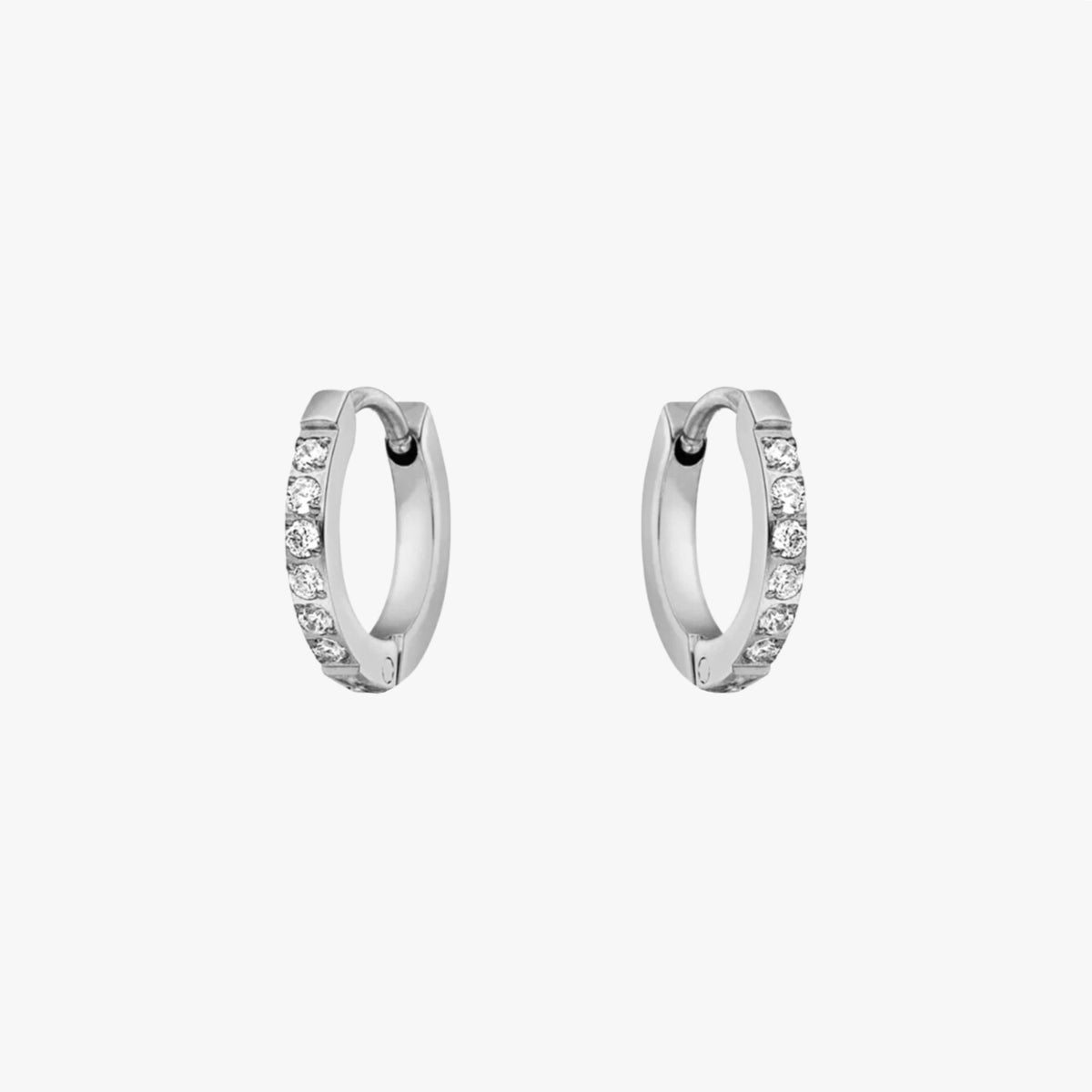 Zirconia Huggie Hoop Earrings, 13 mm