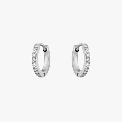 Zirconia Huggie Hoop Earrings, 13 mm