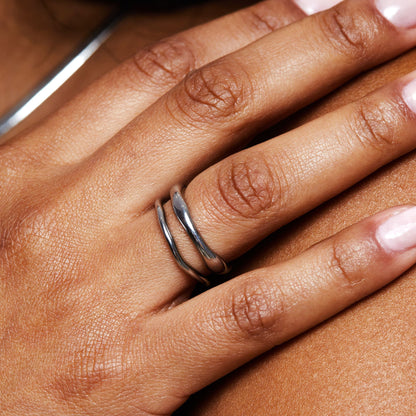 Two Sculpted Stacking Rings Set — Gemini