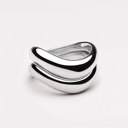 Two Sculpted Wave Rings Set — Double Trouble