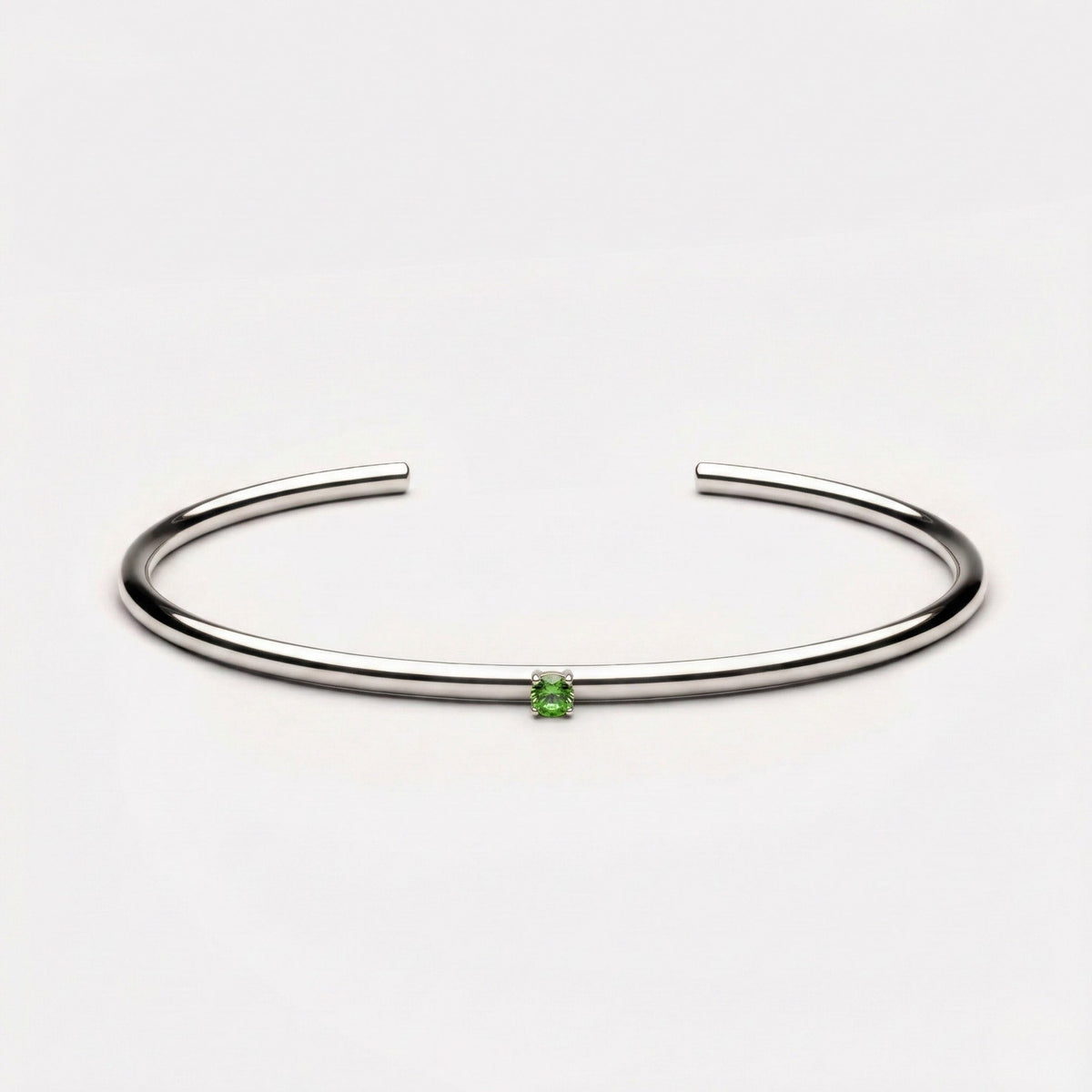 Green Zircon Open Cuff Bracelet, Steel