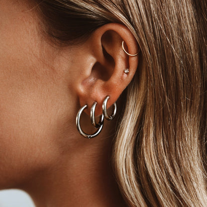 Classic Plain Hoop Earrings, 14–21 mm