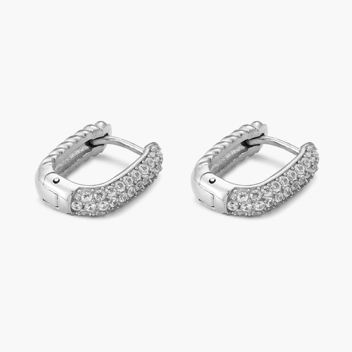 Clear Zircon Oval Huggie Earrings — Glacier