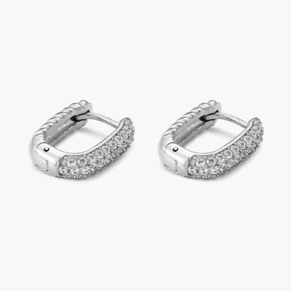 Clear Zircon Oval Huggie Earrings — Glacier