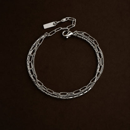 Triple Layered Chain Bracelet, Stainless Steel