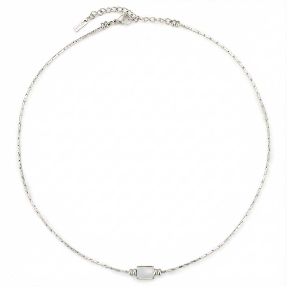 Mother-of-Pearl Pendant Necklace, Stainless Steel — Lune