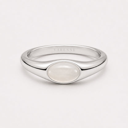 Oval Moonstone Ring, Stainless Steel