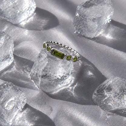 Green Zircon Beaded Band Ring — Muse
