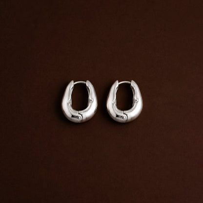 Organic Sculpted Hoop Earrings, 20 mm, Stainless Steel