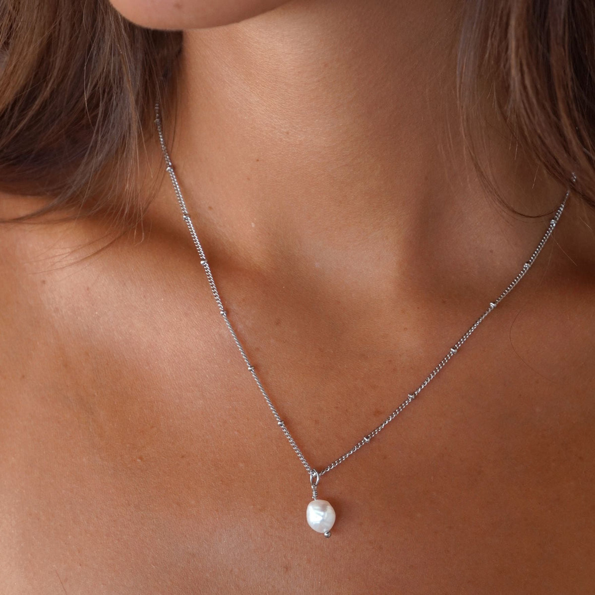 Baroque Freshwater Pearl Pendant Necklace, 8 mm