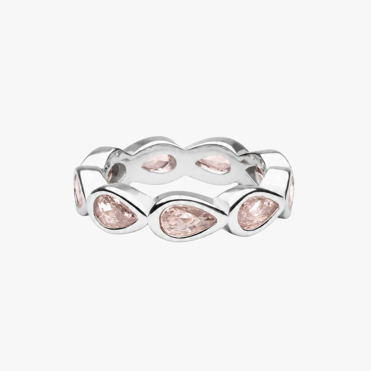 Pink Zircon Teardrop Eternity Ring — Peony