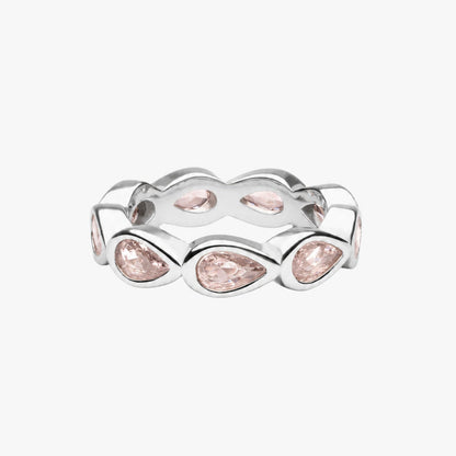 Pink Zircon Teardrop Eternity Ring — Peony