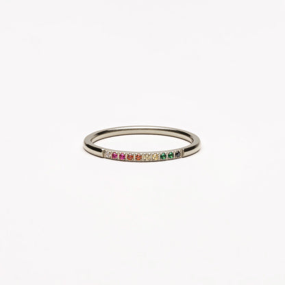 Rainbow Zircon Band Ring — Golden Hour