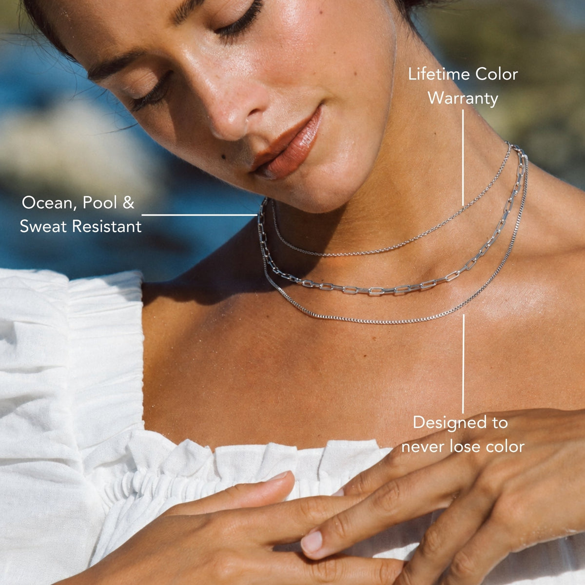 Triple Layer Chain Necklace — Saona