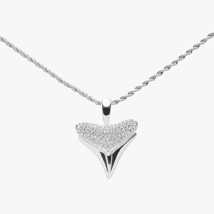 Zircon Shark Tooth Pendant Necklace, 18 mm