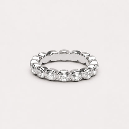 Beaded Zircon Eternity Band Ring, Stainless Steel