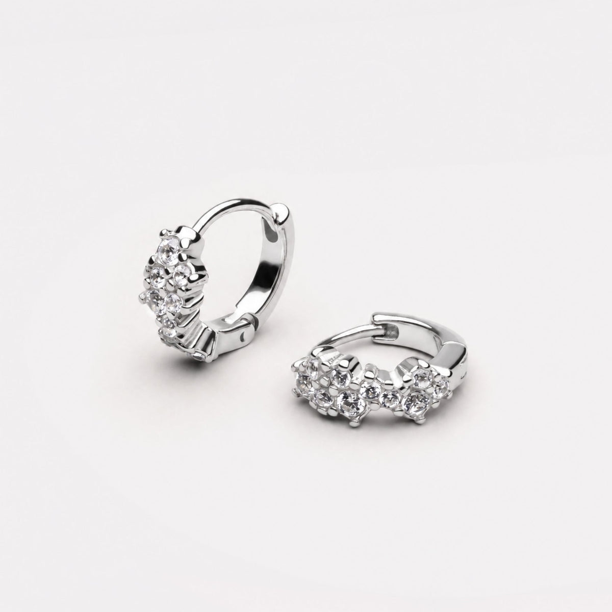 White Zircon Cluster Huggie Earrings — Starlight