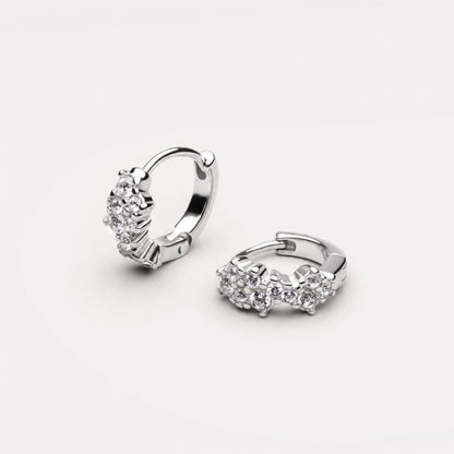 White Zircon Cluster Huggie Earrings — Starlight