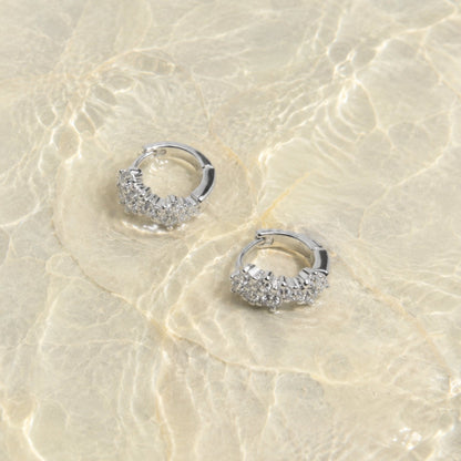 White Zircon Cluster Huggie Earrings — Starlight