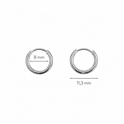 Tiny Plain Huggie Hoops, 8 mm Inside Diameter