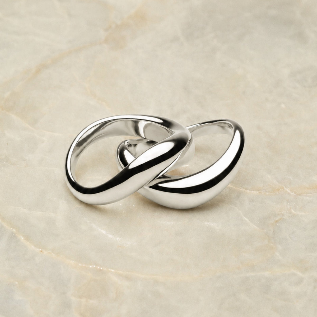 Two Sculpted Wave Rings Set — Double Trouble