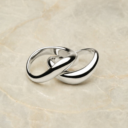 Two Sculpted Wave Rings Set — Double Trouble