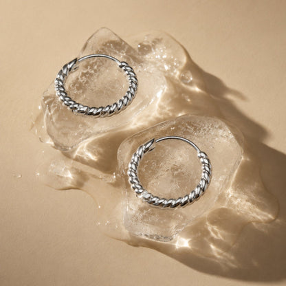 Twisted Rope Hoop Earrings, 10 mm