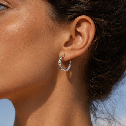 Twisted Rope Hoop Earrings, 10 mm