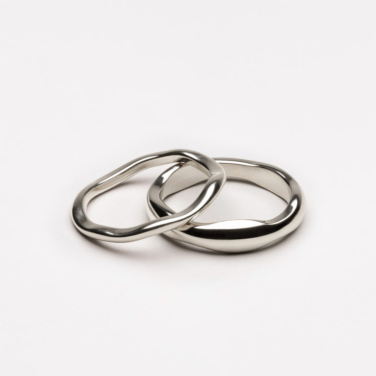 Two Sculpted Stacking Rings Set — Gemini