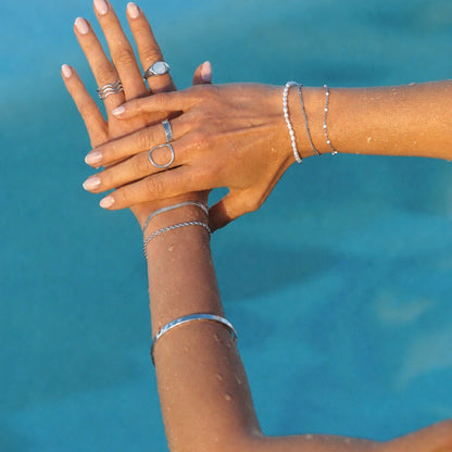 White Enamel Double Chain Bracelet, 16 cm