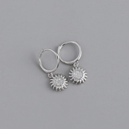 Sunburst Zirconia Hoop Earrings, 925 Silver — Helios