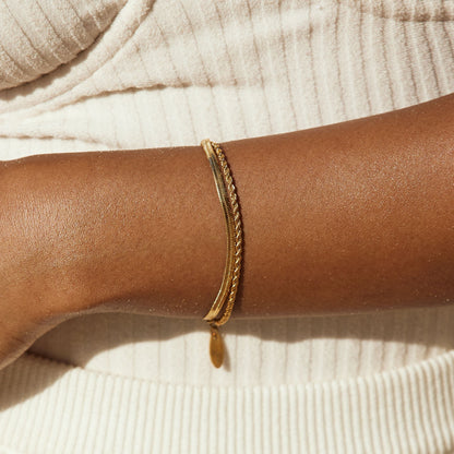 Herringbone and Rope Layered Bracelet — Ios