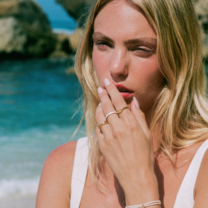 White Enamel Band Ring, 2.7 mm — Halo