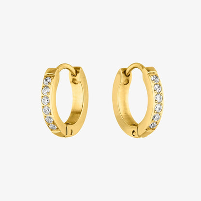 Zirconia Huggie Hoop Earrings, 13 mm