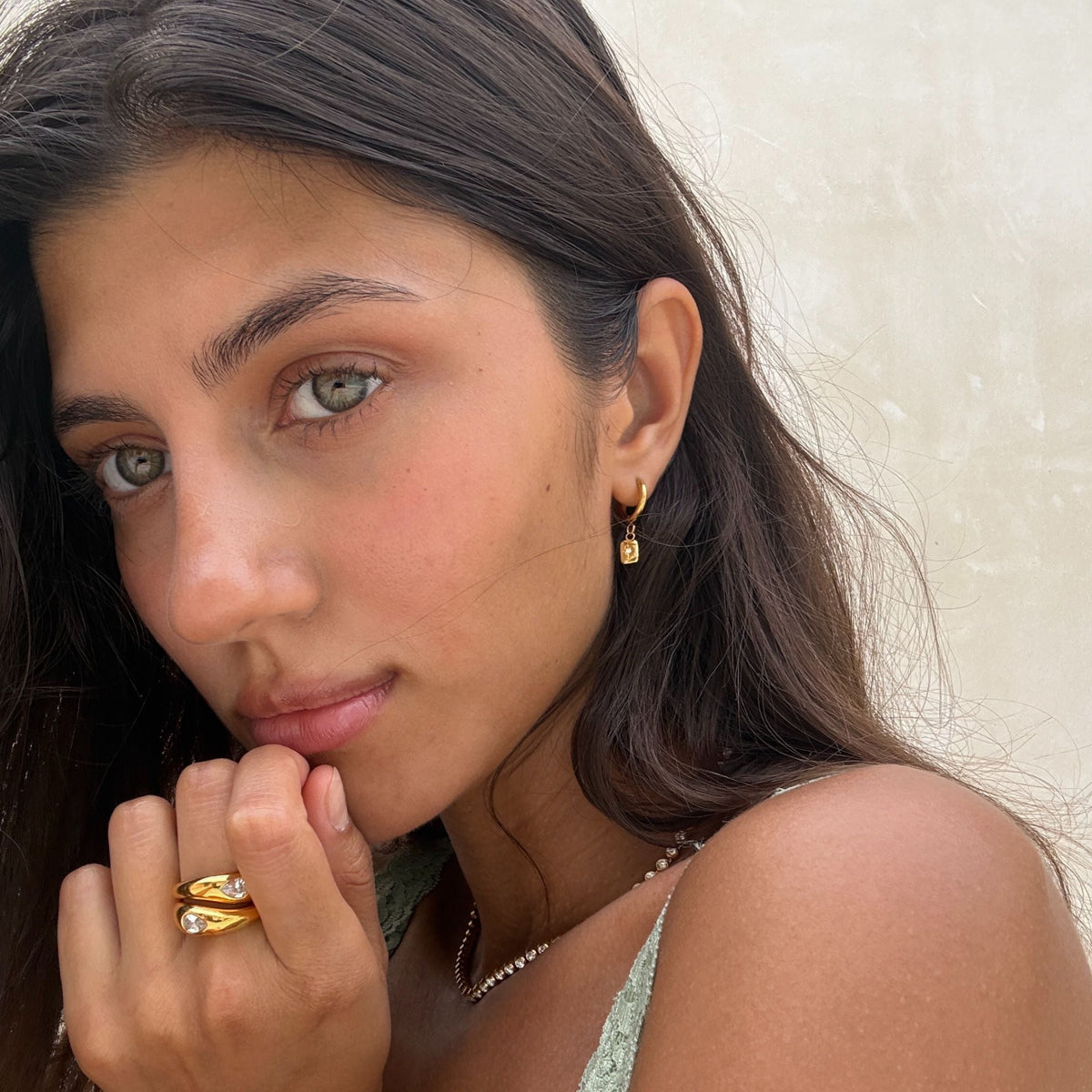 Star-Set Zircon Charm Hoop Earrings — Celestial