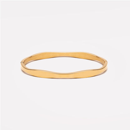 Wavy Bangle Bracelet, 18K Gold PVD Stainless Steel