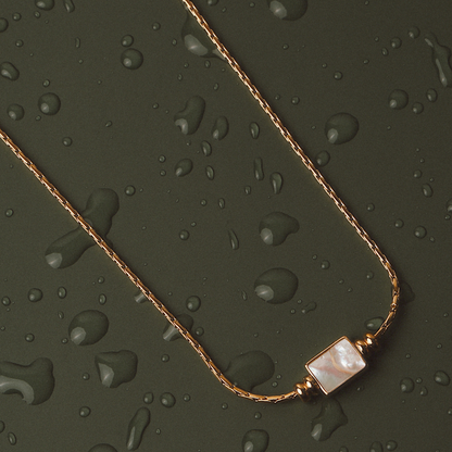 Mother-of-Pearl Pendant Necklace, Stainless Steel — Lune