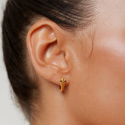 Snake Zircon Huggie Hoop Earrings, Steel