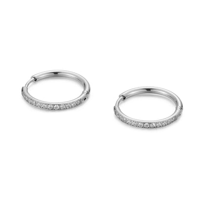 Pavé Cubic Zirconia Hoop Earrings, 16 mm