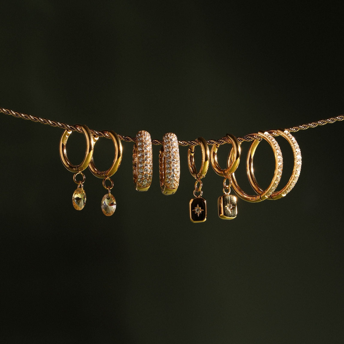 Pavé Cubic Zirconia Hoop Earrings, 16 mm