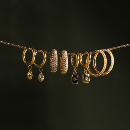 Pavé Cubic Zirconia Hoop Earrings, 16 mm