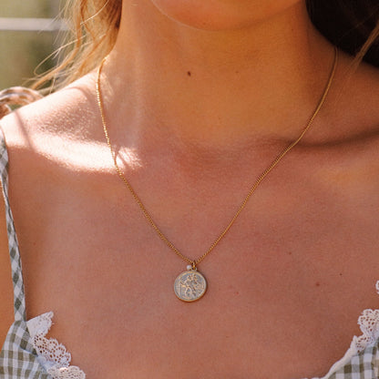 Saint Christopher Coin Necklace with Pearl