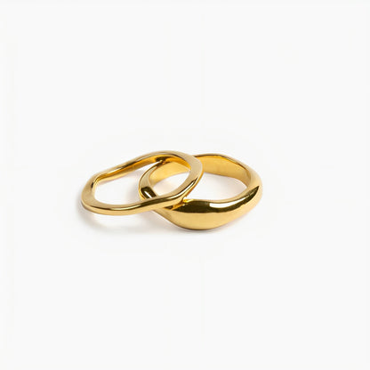 Two Sculpted Stacking Rings Set — Gemini