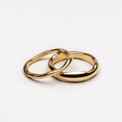 Two Sculpted Stacking Rings Set — Gemini