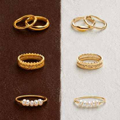 Two Sculpted Stacking Rings Set — Gemini