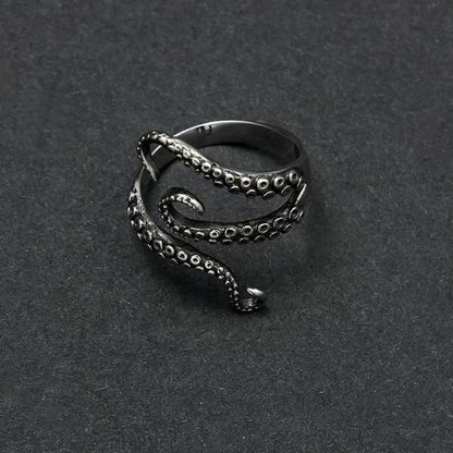 Adjustable Octopus Tentacle Ring, Stainless Steel