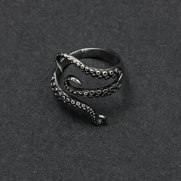 Adjustable Octopus Tentacle Ring, Stainless Steel