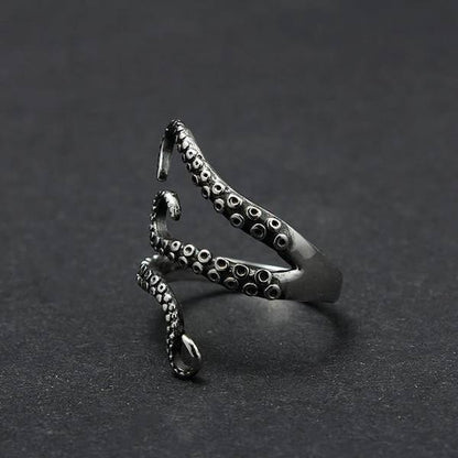 Adjustable Octopus Tentacle Ring, Stainless Steel