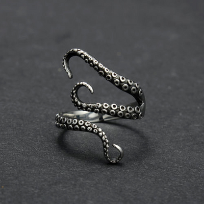 Adjustable Octopus Tentacle Ring, Stainless Steel