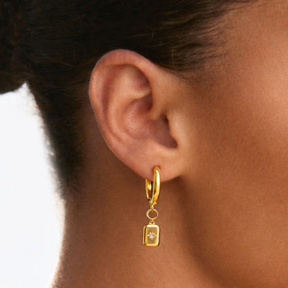 Star-Set Zircon Charm Hoop Earrings — Celestial